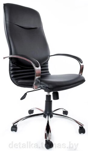 Кресло офисное Деловая обстановка Нова Хром кожа Люкс (черный)