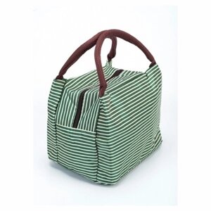 Термосумка для ланч-бокса в полоску «ГОРЯЧИЙ ОБЕД» зеленая (NEW Stripe Lunch Box Bag With Handle green) TK 0264