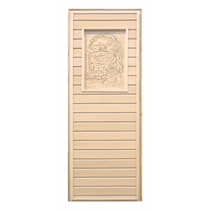 Дверь для бани деревянная глухая с рисунком 1900х700мм