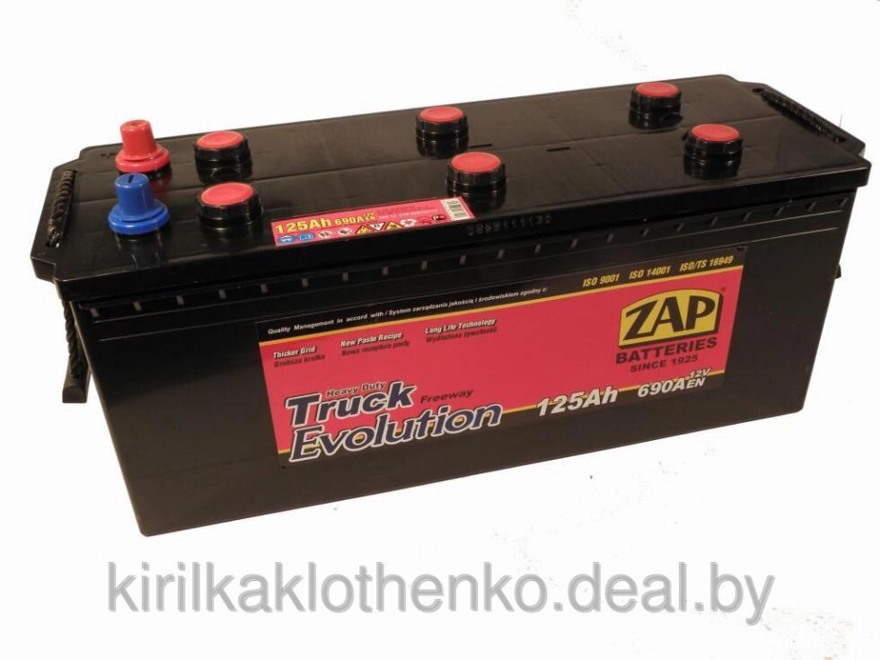 Аккумулятор заряженный 125 А/ч. обратная полярность (-/+) ZAP TRUCK FREEWAY HD 6СТ-125АЗ конус от компании ООО «Лэндлглобал» - фото 1