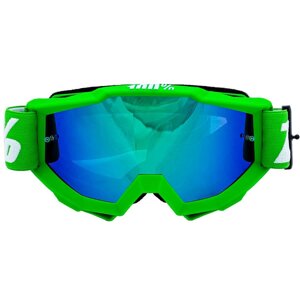 Очки для мотокросса 100%Replica) Зеленый голубая/зеркальная линза