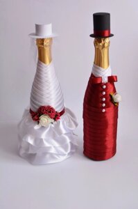 Декор свадебного шампанского в стиле Classic