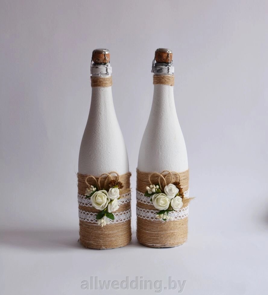 Декор свадебного шампанского в стиле Рустик - распродажа