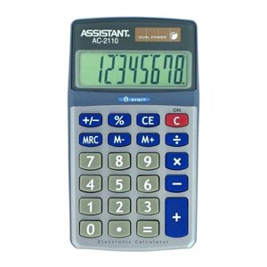 Калькулятор 8-разр., двойное питание, металл. панель, разм. 114,6х65,2 мм