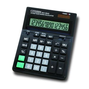 Калькулятор настольн, 16 разр., дв. питание, 2 памяти, черный корпус, карт. упак.
