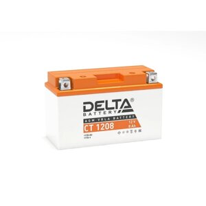 Аккумуляторная батарея Delta СТ1208 (YT7B-BS, YT7B-4, YT9B-BS)12V, 8 Ач прямая (