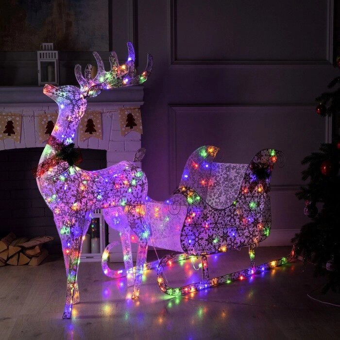 Фигура светодиодная "Цветной олень", 120 см, 220LED, 220V, МУЛЬТИ от компании Интернет-гипермаркет «MALL24» - фото 1