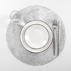 Набор салфеток кухонных Доляна "Соломка", d=38 см, 4 шт, цвет серебро