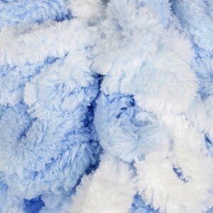 Пряжа "Puffy color" 100 % микрополиэстер 9м/100г (5865 бело-голубой)