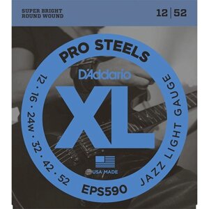 Струны для электрогитары D`Addario EPS590 XL PRO STEEL Jazz Light 12-52