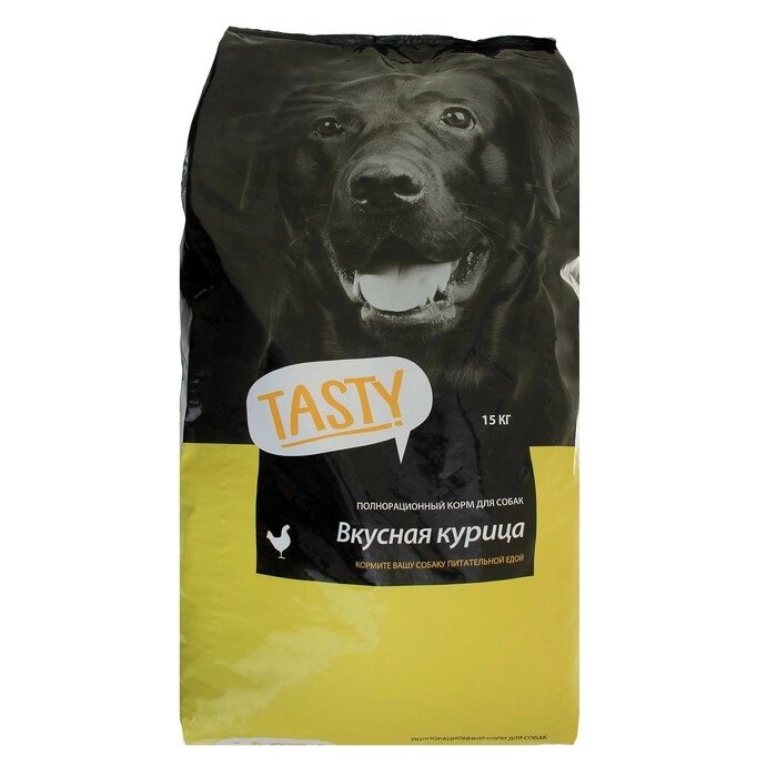 Сухой корм Tasty для взрослых собак, курица, 15 кг от компании Интернет-гипермаркет «MALL24» - фото 1