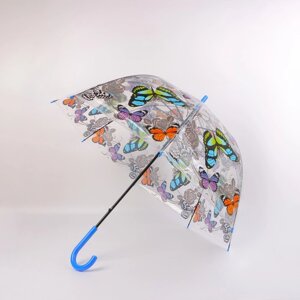 Зонт - трость полуавтоматический "Бабочки", 8 спиц, R = 40 см, цвет МИКС