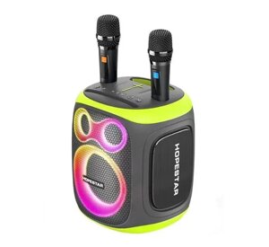 Беспроводная портативная акустика колонка 120W караоке с двумя микрофонами Bluetooth блютуз Hopestar Party 130