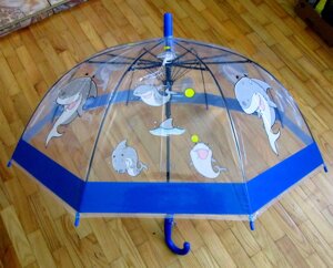 Детский зонт-трость купол полуавтомат "акула"