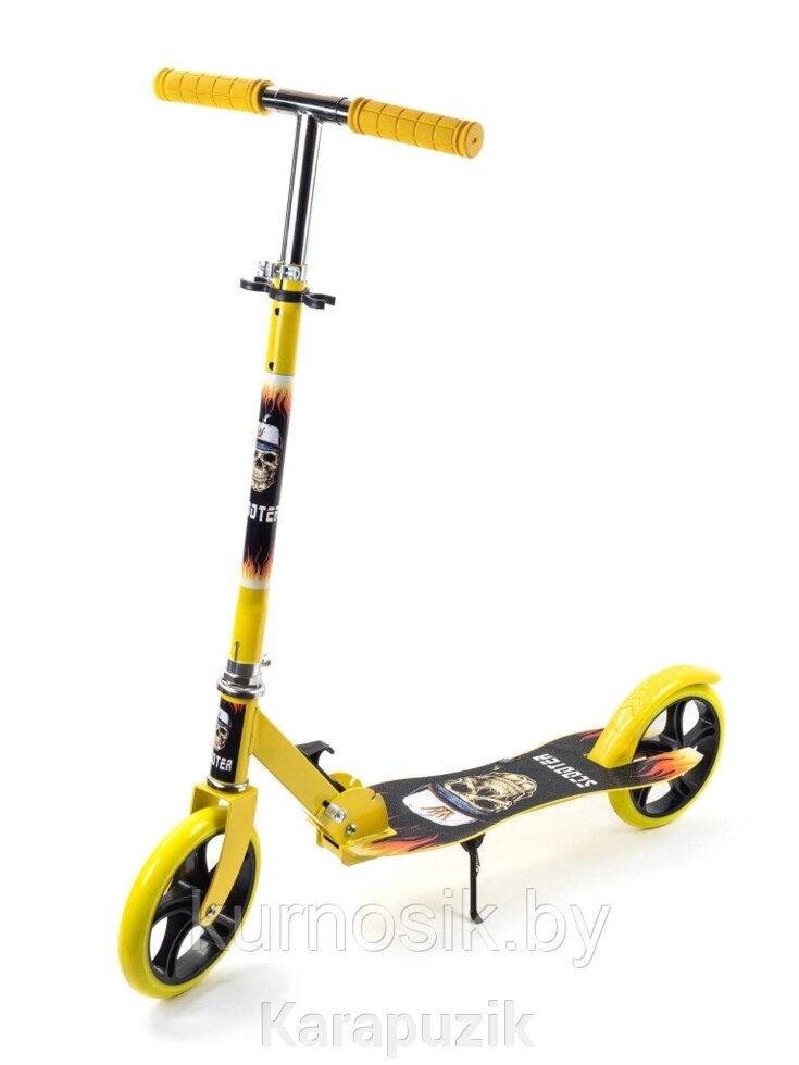 Подростковый самокат двухколесный складной Scooter 3621 желтый от компании Karapuzik - фото 1