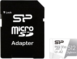 Карта памяти Silicon-Power Superior microSDXC SP512GBSTXDA2V20SP 512GB с адаптером