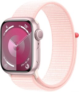 Умные часы Apple Watch Series 9 41 мм алюминиевый корпус, розовый/розовый, нейлоновый ремешок