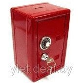 Копилка сейф с ключом красный металлический