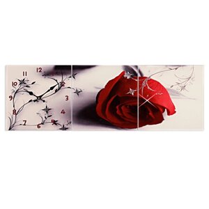 Часы настенные стеклянные Красная роза