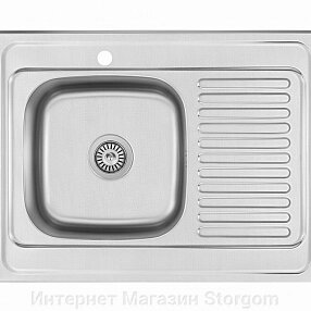 Mateo 6080 LQ,LAGUNA 5 /0,8мм -180мм/, мойка накладная,нержавейка, чаша с сушкой, 600 x 800, от компании Интернет Магазин Storgom - фото 1