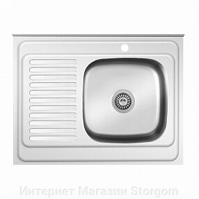 Mateo 6080 RQ,LAGUNA 5 /0,8мм -180мм/, мойка накладная,нержавейка, чаша с сушкой, 600 x 800, от компании Интернет Магазин Storgom - фото 1