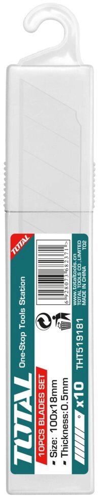 Лезвия для ножей 18mm x 100mm 10шт TOTAL от компании ИП Сацук В. И. - фото 1