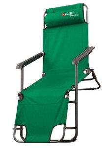 Кресло-шезлонг складное с подлокотниками раскладное садовое для дачи дома пляжа PALISAD Camping 69587 зеленое