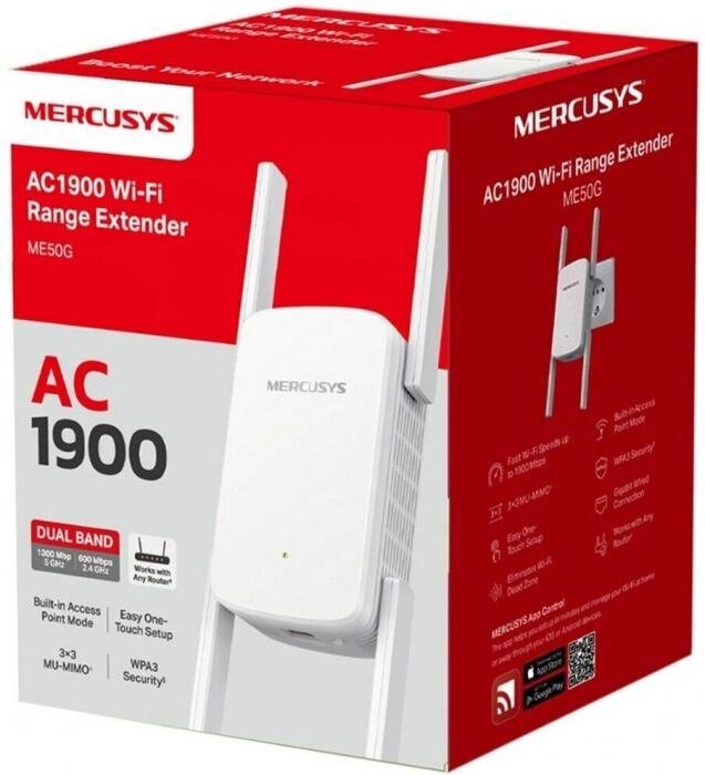 MERCUSYS Повторитель беспроводного сигнала ME50G AC1900 10/100/1000BASE-TX белый от компании 2255 by - онлайн гипермаркет - фото 1