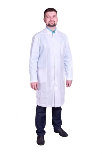 Халат медицинский мужской модель "006-007", белый