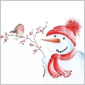 Салфетки бумажные "Милый снеговик" 20x20см, 2 слоя, 30шт. Bouquet Art 57837