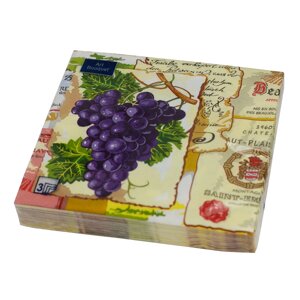 Салфетки бумажные "Виноград" 33x33см, 3 слоя, 20шт. Bouquet Art 37448