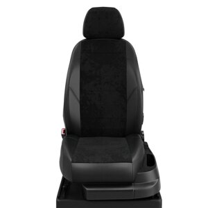 Авточехлы для Citroen C-elysee с 2013-н. в. седан, спинка и сиденье единые, подголовники горбы. середина: чёрная