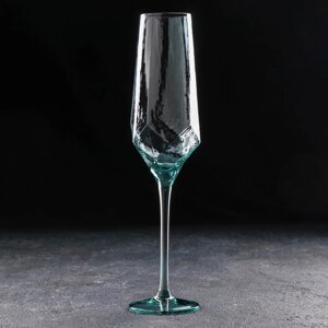 Бокал для шампанского "Дарио", 180 мл, 5х27,5 см, цвет изумруд