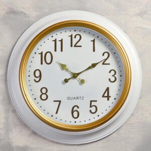 Часы настенные, серия: Классика, "Куала" d=50 см, белые с патиной, плавный ход