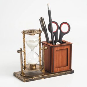Часы песочные "Селин" с карандашницей и фоторамкой, 15.5х6.4х12 см
