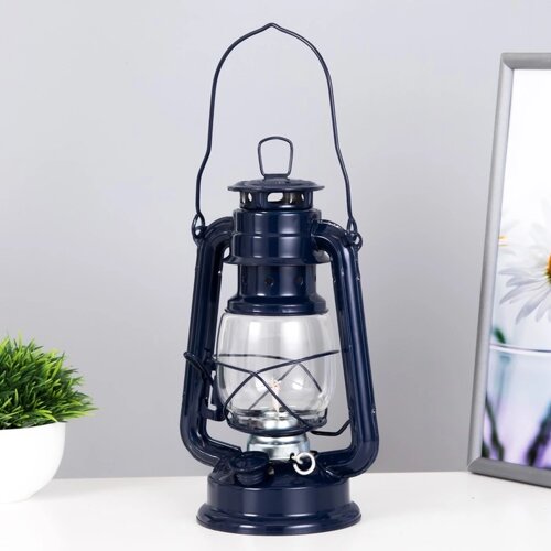 Керосиновая лампа декоративная синий 11,5х15х23 см