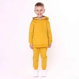 Комплект для мальчика (толстовка, брюки), цвет горчичный, рост 104 см