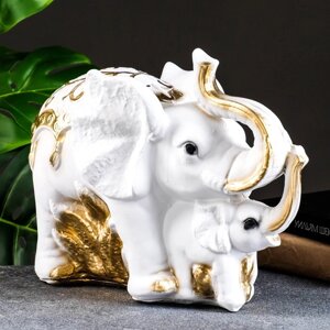 Копилка "Слон со слонёнком средний", 16х33х25см, золотой, МИКС