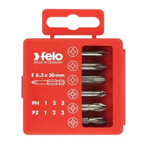 Набор бит Felo 03291516, PZ1-3 и PH1-3, 50 мм, 6 шт.
