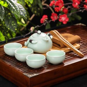 Набор для чайной церемонии "Тясицу", 8 предметов: чайник, 4 чашки, щипцы, салфеточка, подставка