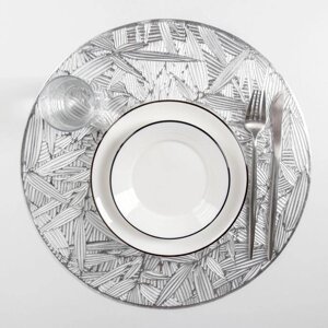 Набор салфеток кухонных "Листья", 3838 см, 4 шт, цвет серебро
