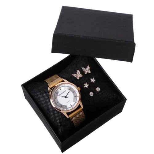 Подарочный набор 2 в 1 "Bolingdun"наручные часы, d=3.1 см, серьги
