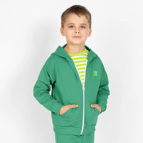 Толстовка с капюшоном для мальчика, рост 134 см, цвет зелёный