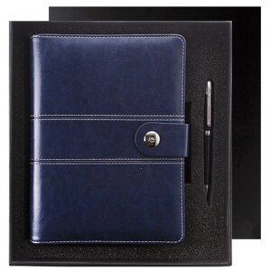 Набор подарочный ежедневник на кольцах А5 + ручка "Darvish"черн., корич., синий) синий