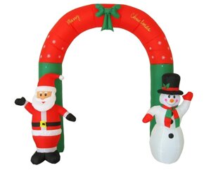 Надувная новогодняя арка со Снеговиком и Дедом Морозом 340х240 см