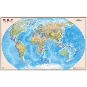 Карта мира политическая 1:20М ламинированая в картоном тубусе