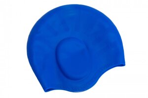 Шапочка для плавания силиконовая с выемками для ушей (синий)