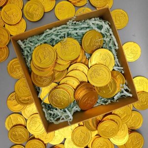 Золотые шоколадные монеты «Рубль», набор 20 монеток (Россия)