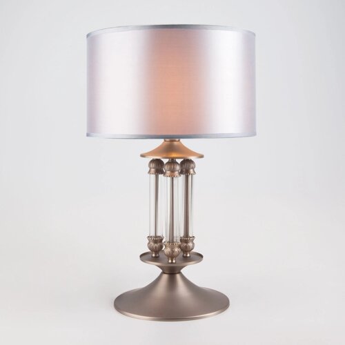 Классическая настольная лампа с абажуром Eurosvet 01045/1 сатин-никель