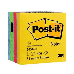 Бумага для заметок на клейкой основе "Post-it", 51x51 мм, 400 листов, ассорти,9004777)